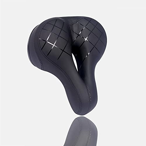 Mountain Bike Seat : Umerk Bicycle saddle Breathable Bicycle Saddle Big Butt Cushion Leather Surface Seat Mountain Bike Shock Absorption Hollow Cushion Bicycle Accessories Bicycle seat cover (Color : Black)