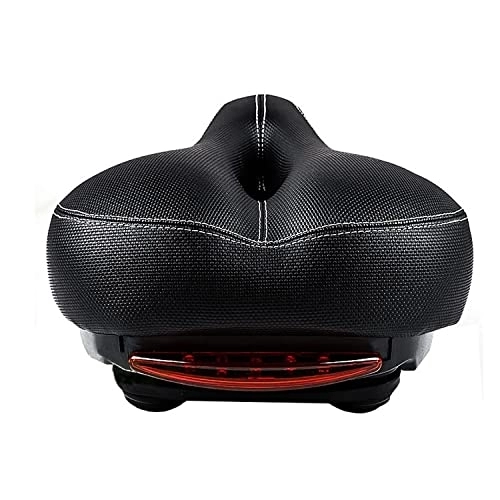 Mountain Bike Seat : Umerk Bicycle saddle Mountain Bike Saddle Tail Light Bicycle Seat Big Butt Saddle Wide Comfortable Soft Thicken Hollow Cushion PU Leather Bike Seat Bicycle seat cover (Color : Black Saddle)