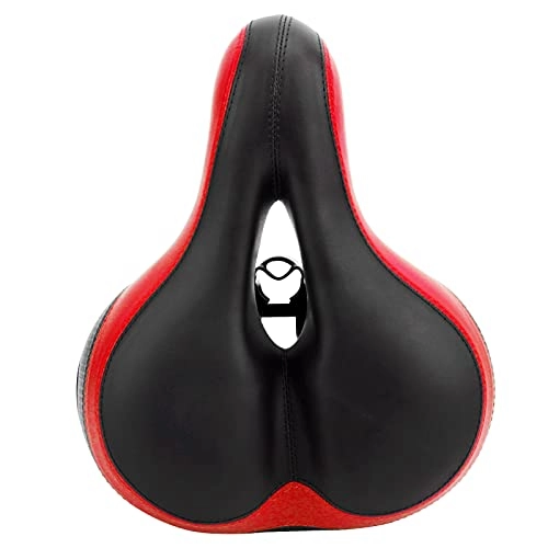 Mountain Bike Seat : VGEBY Bicycle Saddle, Comfort Shock Absorber Bike Seat Microfiber Leather Hollow‑Carved Mountain Bike Saddle Seat(Black Red)
