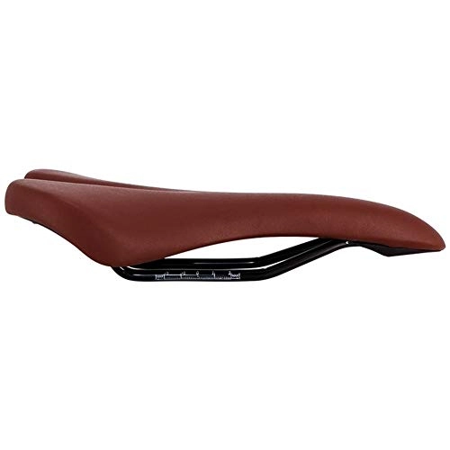Mountain Bike Seat : Wang-d111 Bicycle Leather Saddle MTB Road Bike Front Seat Non-slip Comfortable Breathable Riding Saddle Mountain Cycling Parts (Color : Brown)