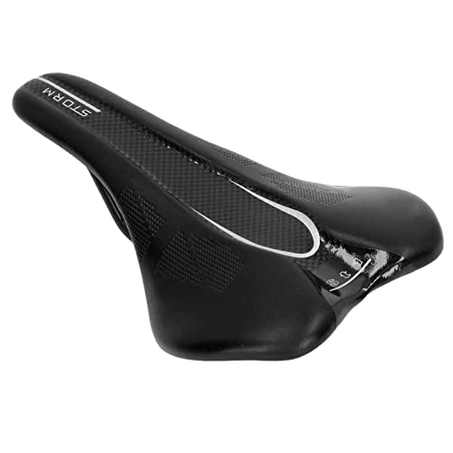 Mountain Bike Seat : Weikeya Mountain Bike, Mountain Bike Saddle Microfiber Leather Soft Hollow for Folding Bikes(Black)