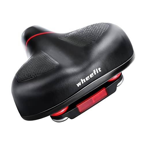 Mountain Bike Seat : Wheefit Comfortable Bike Seat, Fit for Peloton, Exercise, Road, or Mountain Bikes, Wide Bicycle Saddle Replacement with Dual Shock Absorbing and Waterproof High-Elastic Cushion for Men & Women Comfort