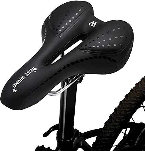 Mountain Bike Seat : WJJ Bicycle Saddles, Bike Seat, Comfortable Gel Padded Seat Cushion, Memory Foam, Waterproof, Breathable, Fit Most Bikes, Mountain / Road / Hybrid (Color : Black)