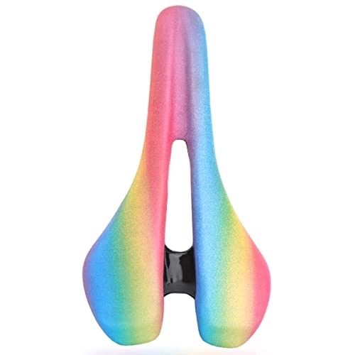 Mountain Bike Seat : WLDOCA Mountain Road Bike Seat Cushion Hollow Comfortable Breathable Rainbow Seat Bag Color Saddle for Bicycle Accessories, B