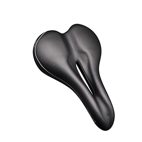 Mountain Bike Seat : WLLYP Bicycle Seat Saddle For MTB Road Bike Silicone Mountain Bike Racing Saddles PU Leather Breathable Soft Comfortable Cushion (Color : Black)