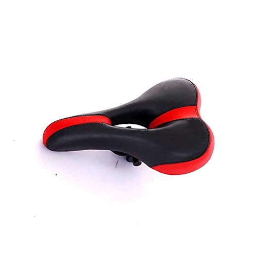 Mountain Bike Seat : WPYYI MTB Bike Bicycle Saddle Rail Hollow Breathable Absorption Rainproof Soft Shock-Absorbent PU Casual Off-Road Cycling Seat (Color : Red)