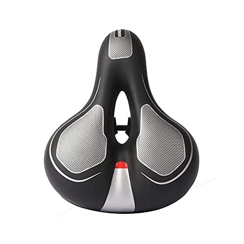 Mountain Bike Seat : wuwu Bicycle Saddle Soft Thickened Mountain Bike Cushion Big Ass Saddle Bag Riding Equipment Accessories (Color : Silver)