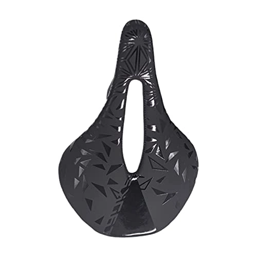 Mountain Bike Seat : wuwu Easy Install Hollowed Spring Accessories Mountain Road Bike Bicycle Saddle Ultralight Black Cushion Seat Soft Carbon Fiber (Color : 155mm)