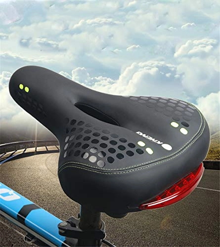 Mountain Bike Seat : WY Bicycle seat, Bicycle Saddle Pad Double Spring Design Memory Foam Filled Leather Life Waterproof Taillights, Comfortable, Breathable, Safe for Most Men's and Women's Bicycles