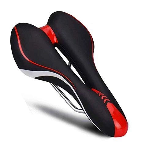 Mountain Bike Seat : WYJW Bike Saddle, Bicycle Seat with Soft Cushion, Thicken Widened Memory Foam Saddle Universal Fit for Road City Bikes, Mountain Bike (Color : Red)