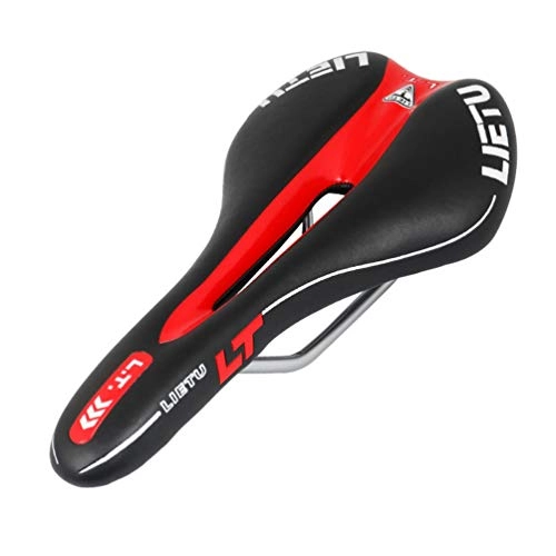 Mountain Bike Seat : WZYJ Bicycle Saddle Mountain Road Bike Seat Cushion, Hollow In The Middle Of The Double Tails Comfortable, Breathable, Suitable For Bicycles Mountain Roads Bicycles, Blackred