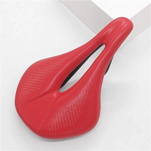 Mountain Bike Seat : XCHJY Road Mtb Mountain Bike Bicycle Saddle Pu Carbon Fiber Saddle For Man Cycling Saddle Trail Comfort Seat Red White (Color : RED 155mm)