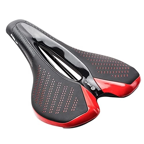 Mountain Bike Seat : XIEJING Mountain Bike Seat, Bike Seat Carbon Fiber Road Mtb Saddle Use Carbon Material Pad Breathable Super Light Leather Cushions Bicycle Accessory (Color : Red)
