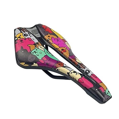 Mountain Bike Seat : xinlinlin Bicycle Hollow Seat Personality Trend Short Nose Mountain Bike Road Saddle Cushion Ultralight Breathable Cycling Seat Mat (Color : H)