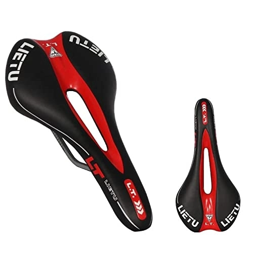 Mountain Bike Seat : xinlinlin Bike Saddle Bicycle Seat Mountain Bikes MTB BMX Cycle Road Triathlon Racing Cycling Shock Absorber Polyurethane Accessories (Color : Red)