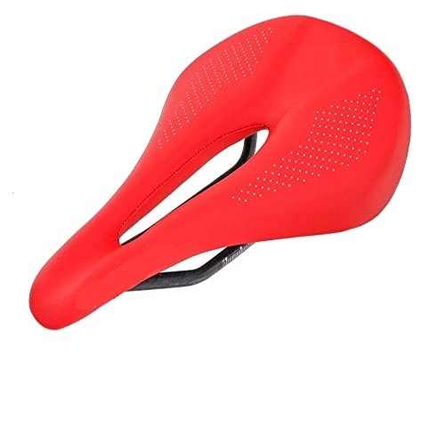Mountain Bike Seat : xinlinlin Carbon fiber saddle road mtb mountain bike bicycle saddle for man cycling saddle trail comfort races seat red white (Color : RED 143MM)