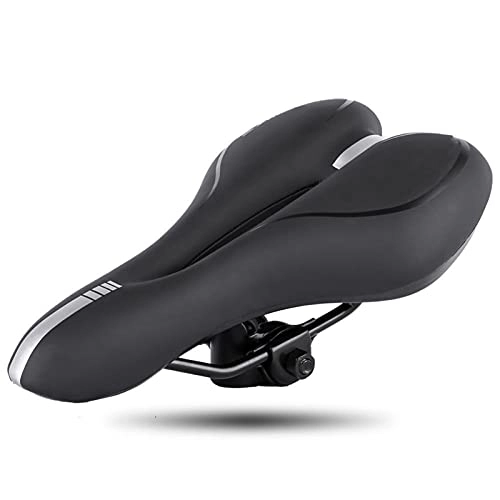 Mountain Bike Seat : xmk2021888 Bike seat, Bicycle saddle absorbing steel rail hollow breathable gel cushion road silicone mountain bike bicycle riding cushion (Color : Black)