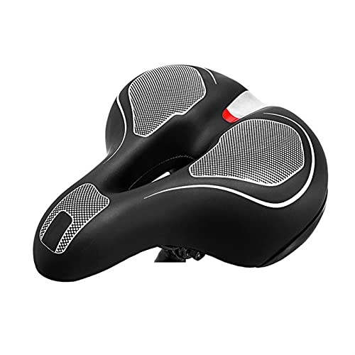 Mountain Bike Seat : xmk2021888 Bike seat, Reflective absorbing bicycle saddle thickened mountain road bicycle saddle hollow, breathable, comfortable and soft riding bicycle seat (Color : Black)