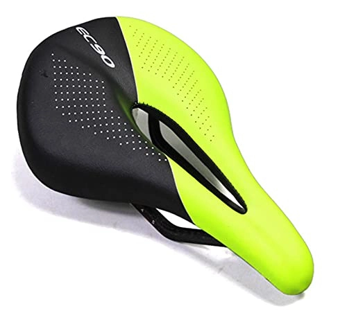 Mountain Bike Seat : Yanyan Carbon Bicycle Seat Saddle MTB Road Bike Saddles Mountain Bike Racing Saddle Ultralight Breathable Soft Seat Cushion (Color : Black green)