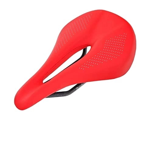 Mountain Bike Seat : YEJIANGHUA Carbon Fiber Saddle Road Mtb Mountain Bike Bicycle Saddle Fit For Man Cycling Saddle Trail Comfort Races Seat Red White (Color : RED 143MM)