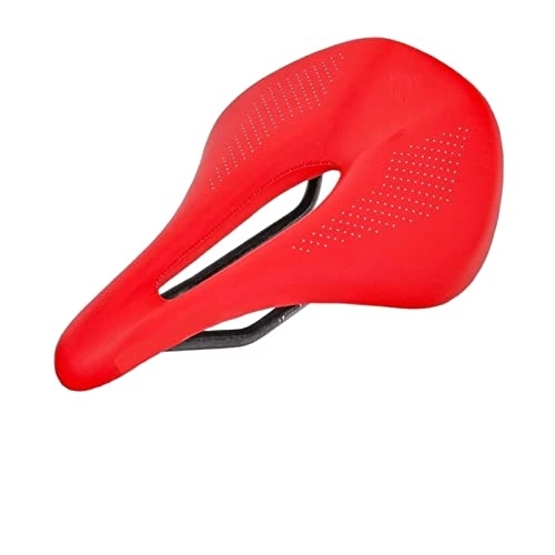 Mountain Bike Seat : YEJIANGHUA Carbon Fiber Saddle Road Mtb Mountain Bike Bicycle Saddle Fit For Man Cycling Saddle Trail Comfort Races Seat Red White (Color : RED 155mm)