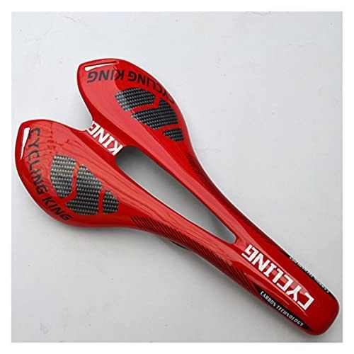 Mountain Bike Seat : YINHAO Cycling Saddle Full Carbon Fiber Mountain Bike Saddle Road Bicycle Cushion Red Bike Parts Mtb 275 * 143mm (Color : Red one)