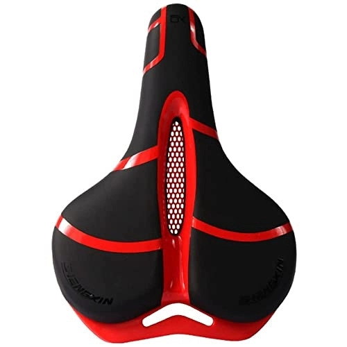 Mountain Bike Seat : YLKCU Bike Seat Bicycle Saddle Central Vent Spring Damping Mountain Fitness Casual Soft And Comfortable Waterproof PU Polyurethane，3 Colors, Red-25×20cm