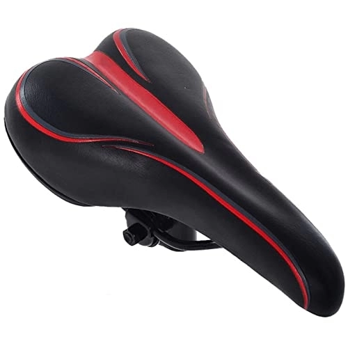 Mountain Bike Seat : YLKCU Bike Seat Bicycle Saddle Mountain City Highway Soft And Comfortable Wear-Resistant Waterproof Pu，3 Colors, Red-26.5×15cm