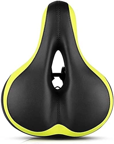 Mountain Bike Seat : YLKCU Mountain Bicycle Saddle Big Butt Road Bike Seat with Light Comfortable Soft Shock Absorber Breathable Cycling Bicycle Seat (Color : Black Green)