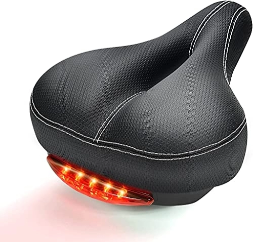 Mountain Bike Seat : YQ&TL Bicycle Big Butt Saddle Seat Cushion, with Taillight, Waterproof, Soft, Breathable, for Mountain Bike Seat and Road Bike Saddle