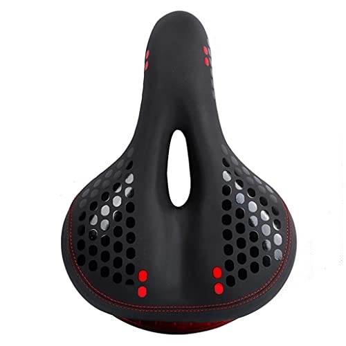 Mountain Bike Seat : YQ&TL Memory Sponge Bike Saddle, Mountain Bike Seat, Breathable Comfortable Cycling Seat Cushion Pad, Ergonomic saddle sitting, with taillight, Fit Most Bikes Red