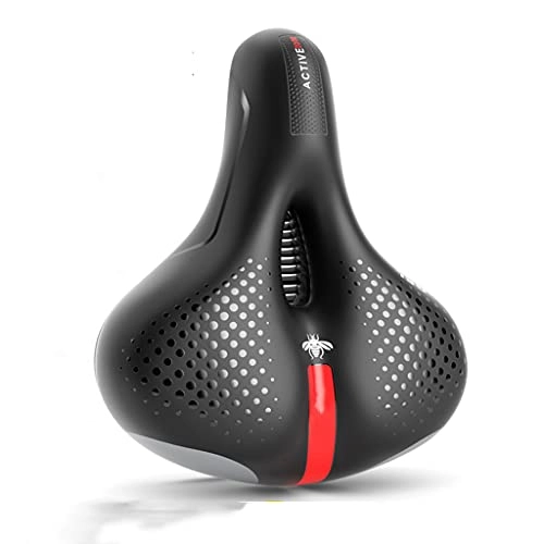 Mountain Bike Seat : YQ&TL Wide Bike Seat, Comfortable Bike Saddle, Memory Silicon Leather, Mountain Seat, Waterproof Saddle, 5cm Thick Gel, with Shock Absorbing Ball, Most Comfortable Bicycle Saddles for Men Red