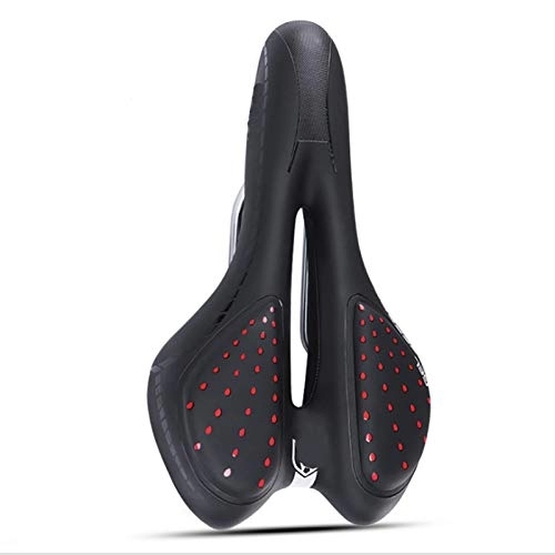 Mountain Bike Seat : YQCSLS Bicycle Seat Saddle MTB Road Bike Saddles Mountain Bike Racing Soft Seat PU Breathable Cushion Cycling Camping Sport Accessories (Color : Red)