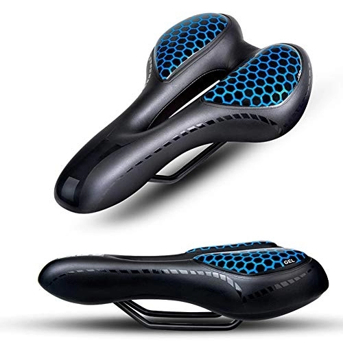 Mountain Bike Seat : YZT QUEEN Bike Seat Bicycle Saddle, Wide Soft Bicycle Seat Cushion Shockproof Design Big Butt Extra Comfortable Soft Gel Bicycle Seat Bicycle Saddle Mountain Bike Riding, Blue
