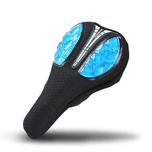 Mountain Bike Seat : Zgsjbmh Bicycle saddle cushion Silicone Thickening Bicycle Riding Sponge Cushion Cover Multi-color Optional Bicycle saddle double spring Men Women Bike Seat (Color : Blue)
