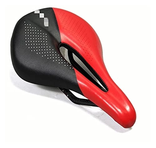Mountain Bike Seat : ZHANGQI jiejie store Carbon+Leather Bicycle Seat Saddle MTB Road Bike Saddles Mountain Bike Racing Saddle PU Ultralight Breathable Soft Seat Cushion (Color : Black Red)