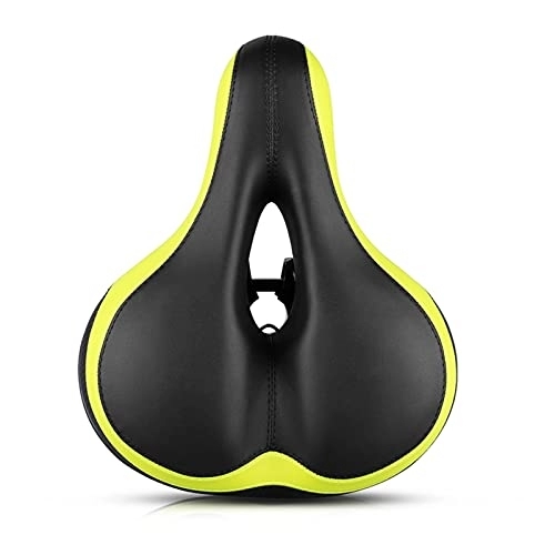 Mountain Bike Seat : ZHANGQI jiejie store New Mountain Bicycle Saddle Big Butt Road Bike Seat With Light Comfortable Soft Shock Absorber Breathable Cycling Bicycle Seat (Color : Black Green)