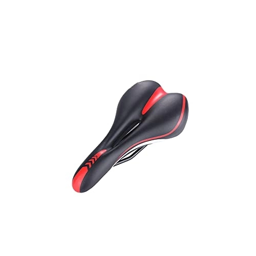 Mountain Bike Seat : ZHANGQI jiejie store Shock Absorbing Hollow Bicycle Saddle Silicone+PU Soft MTB Cycling Road Mountain Bike Seat Bicycle Accessories Soft Breathable (Color : Black And Red)