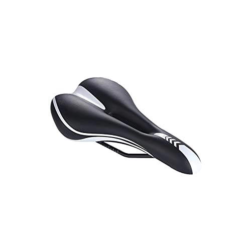Mountain Bike Seat : ZHANGQI jiejie store Shock Absorbing Hollow Bicycle Saddle Silicone+PU Soft MTB Cycling Road Mountain Bike Seat Bicycle Accessories Soft Breathable (Color : Black And White)
