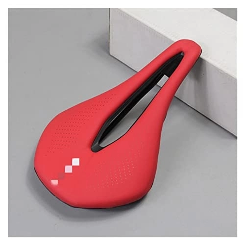 Mountain Bike Seat : ZHANGWY YANG Store Bicycle Seat Saddle MTB Road Bike Saddles Mountain Bike Racing Saddle PU Breathable Soft Seat Cushion (Color : Red)