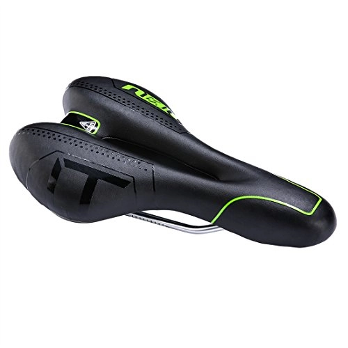 Mountain Bike Seat : ZHIQIU Comfortable Men Wemen Bike Seat Mountain Bicycle Saddle Cushion Cycling Pad Waterproof Soft Breathable Fit for Road Bike, Mountain Bike and Folding Bike (Black / Green)
