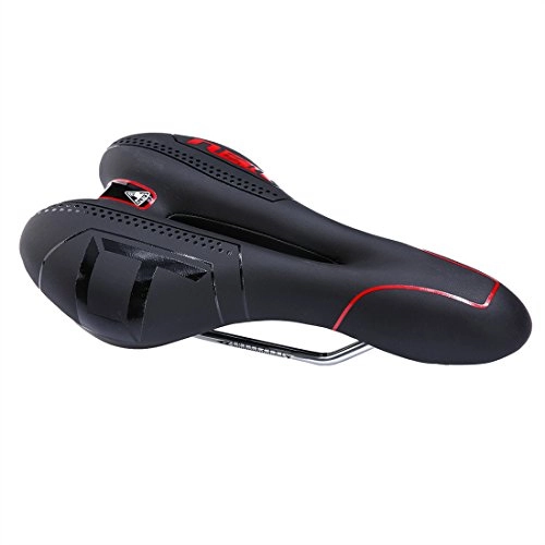 Mountain Bike Seat : ZHIQIU Comfortable Men Wemen Bike Seat Mountain Bicycle Saddle Cushion Cycling Pad Waterproof Soft Breathable Fit for Road Bike, Mountain Bike and Folding Bike (Black / Red)