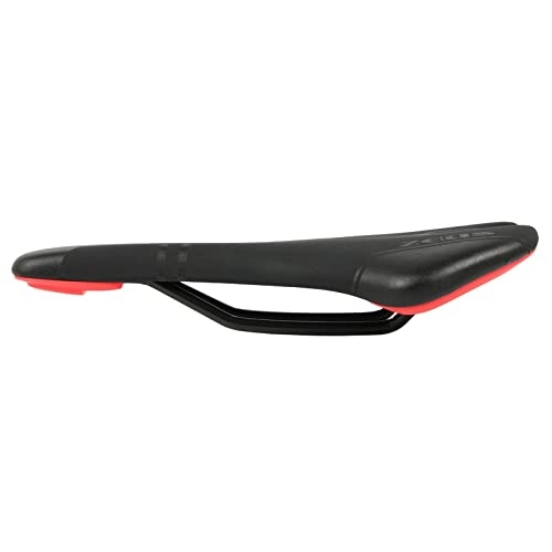 Mountain Bike Seat : ZJF Road Bike PU Frosted Leather Seat Cushion Mountain Bicycle Saddle Outdoor Steel Bow Male And Female Cycling Accessories Mountain Bikes Road Bikes 1PC (Color : Black red)
