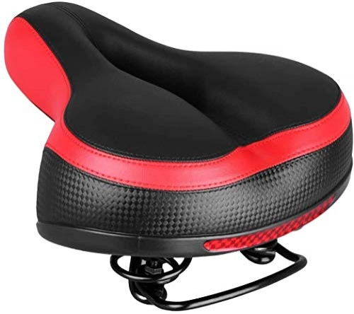Mountain Bike Seat : ZLYY Bicycle Saddle Reflective Shock Absorbing Mountain Bike Seat Spring Comfortable Saddle Red Sports Cushion Cycling Seat Cushion Pad