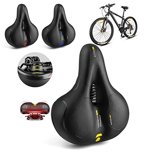 Mountain Bike Seat : Zooenie bicycle seat saddle mountain bike cushion comfortable sponge thick hollow cushioning mat, riding cycling equipment for all standard seat posts / double rails, yellow