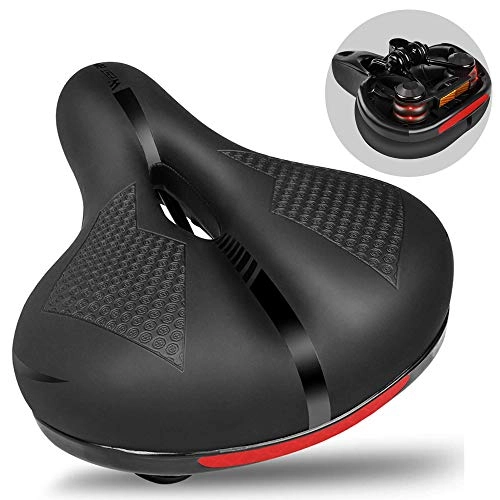 Mountain Bike Seat : ZYLEDW Bike Seat with Tail Light, Most Comfortable Bicycle Saddle, Wide Soft Gel Cycle Seat Cushion for Road Mountain Bike, Exercise Bikes, Spinning Bike