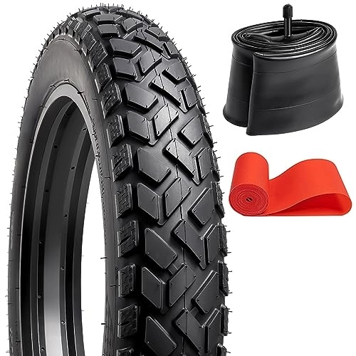 Mountain Bike Tyres : 1 Pack 20 Heavy Duty Electric Bike Fat Tyre 20 x 4.0(102-406) Plus 1 Pack 20 Fat Bike Tube 20x3.5 / 4.0 AV Schrader Valve Compatible with Most 20 x 4.0 Electric Bike / Mountain Bike Tyre and Tube (Black)