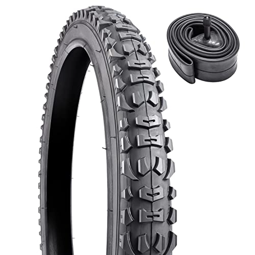 Mountain Bike Tyres : 1 Pack 20" Mountain Bike Tyres 20x1.95(54-406) Plus 1 Pack Bike Tubes 20x1.75 / 2.125 AV33mm Schrader Valve Compatible with 20x1.95 Most MTB Bike Tyres