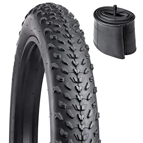 Mountain Bike Tyres : 1 Set 26" Fat Tyre 26 x 4.0 Plus Tube 26 x 4.0 AV 32mm Valve Compatible with 26 x 4.0 Mountain Bike Fat Tyre (Black)