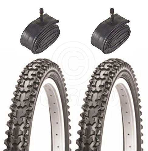 Mountain Bike Tyres : 2 Bicycle Tyres Bike Tires - Mountain Bike - 16 x 2.125 - With Schrader Tubes